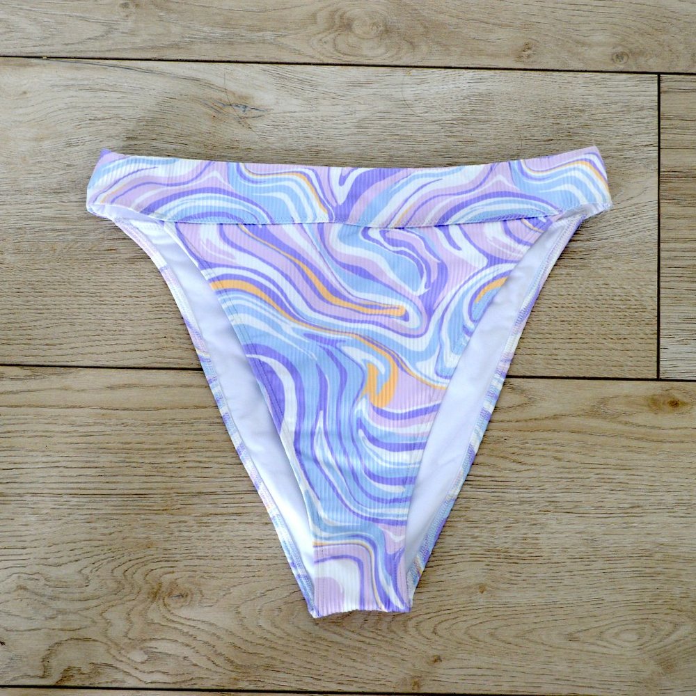 hollister high waist purple waves bikini bottom woman size L